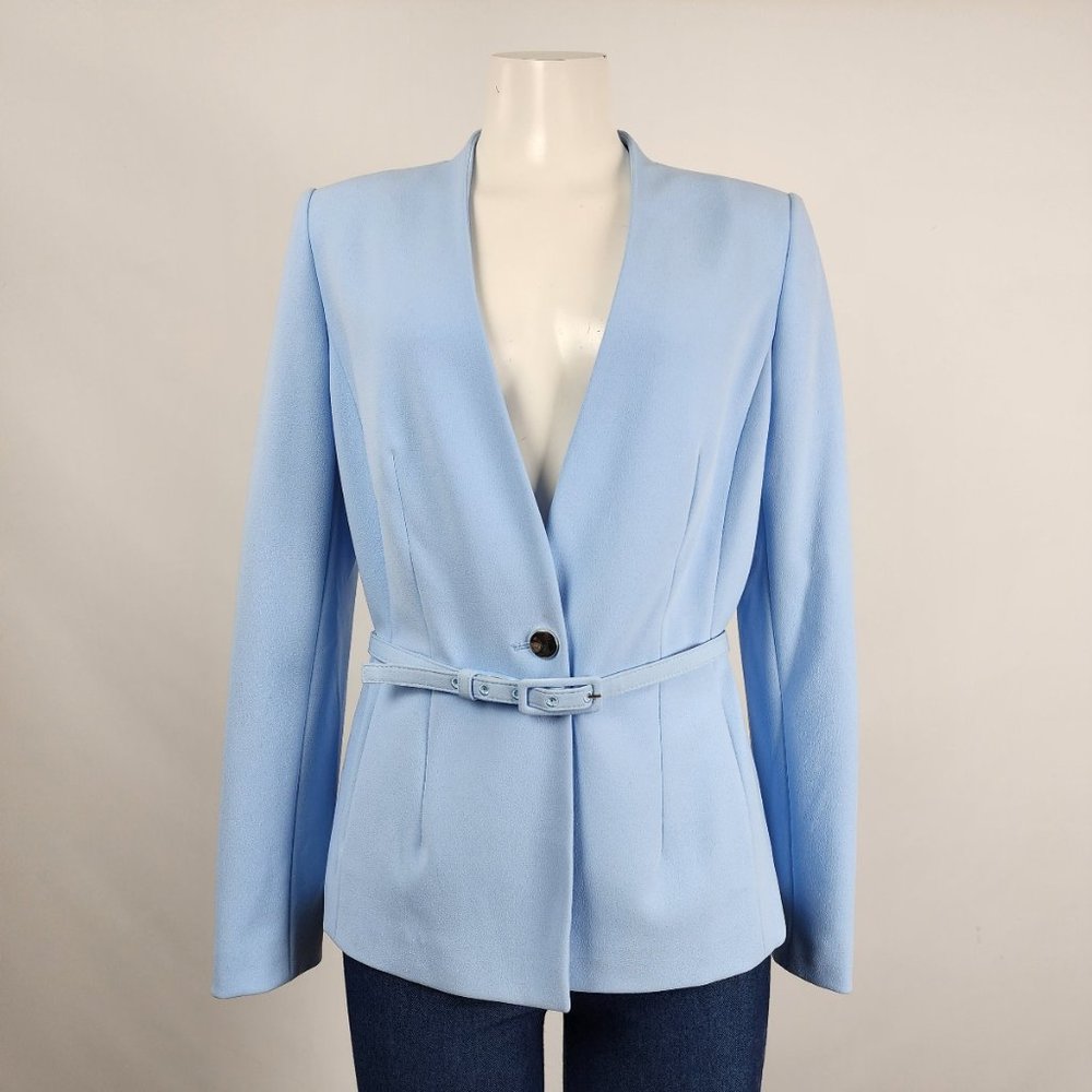 Calvin Klein Sky Blue Belted Blazer Size 10
